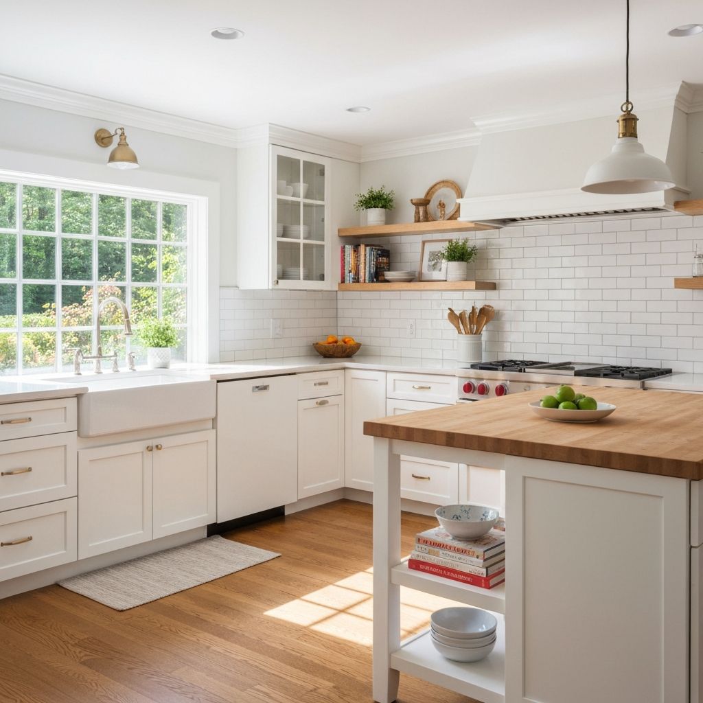 Modern white kitchen with farmhouse sink — Chevy Chase, MD